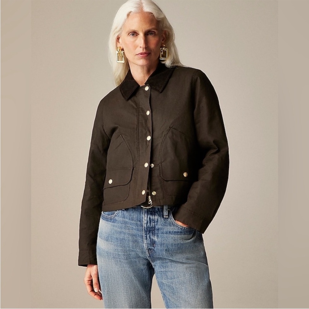 J. Crew Black Utility Jacket with Contrast Collar